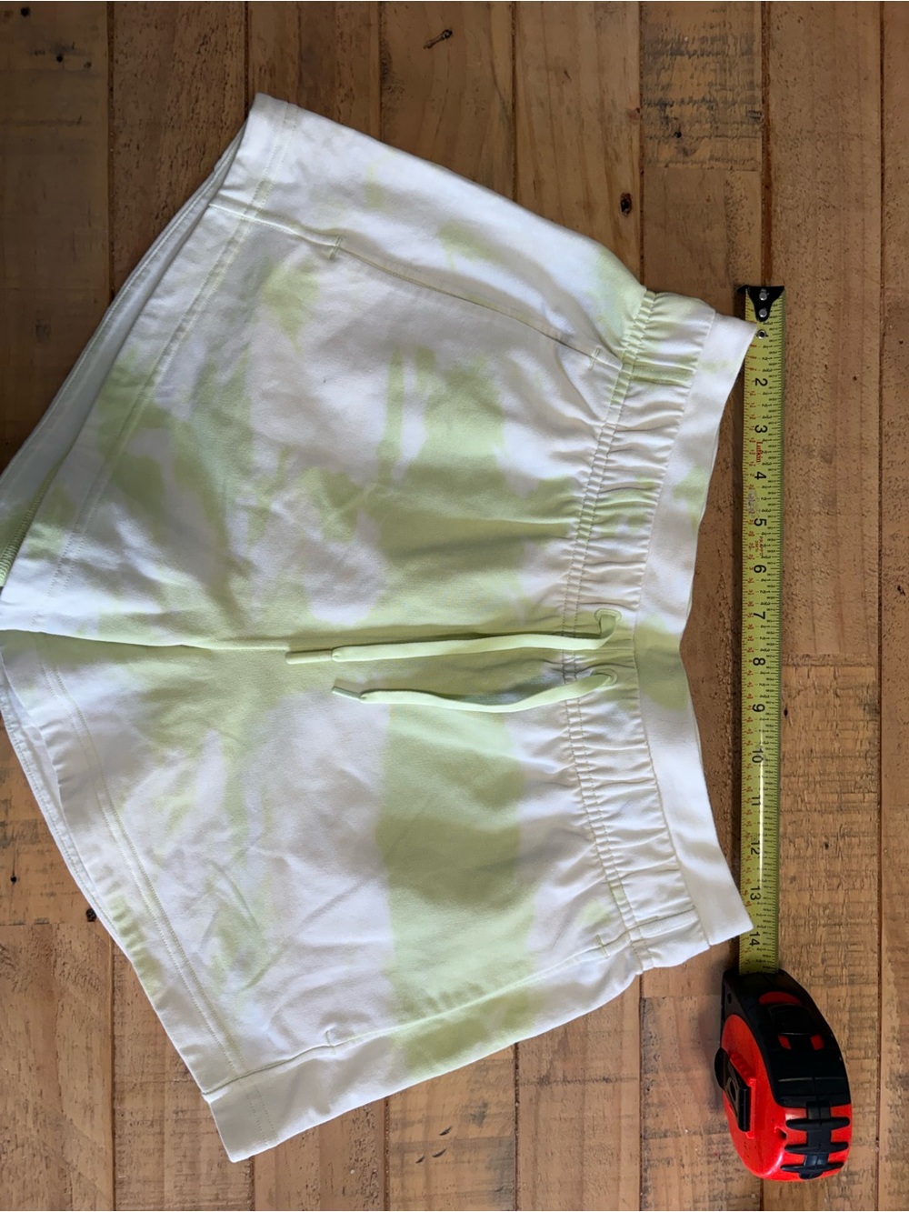 lululemon athletica White & Light Green Tie-Dye Athletic Shorts